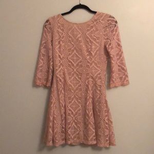 Blush lace skater dress